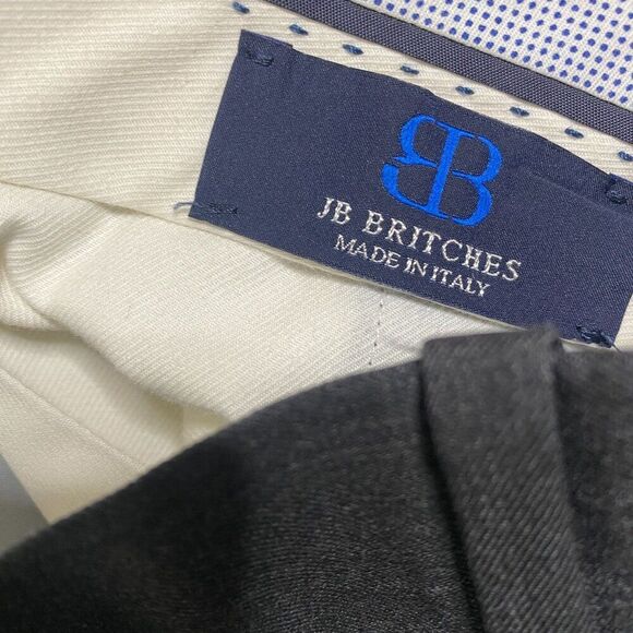 JB Britches Trousers Flat Front Torino Wool Mid Grey Sie 35 Regular - Picture 7 of 7